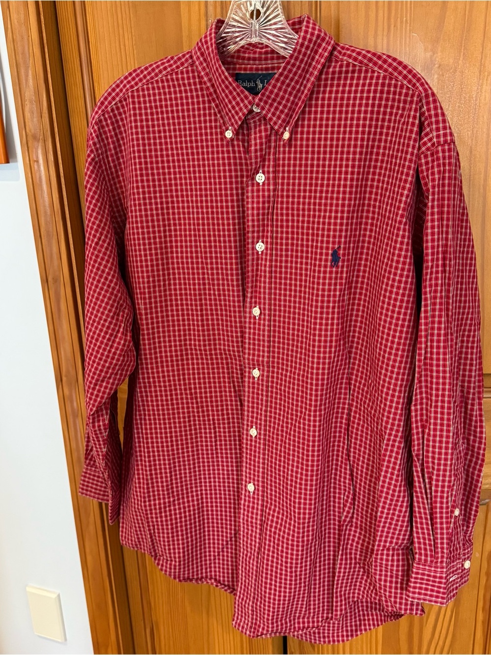 Ralph Lauren Men's Yarmouth Plaid Button Down Shirt, Red, Size 16 1/2 - 32/33